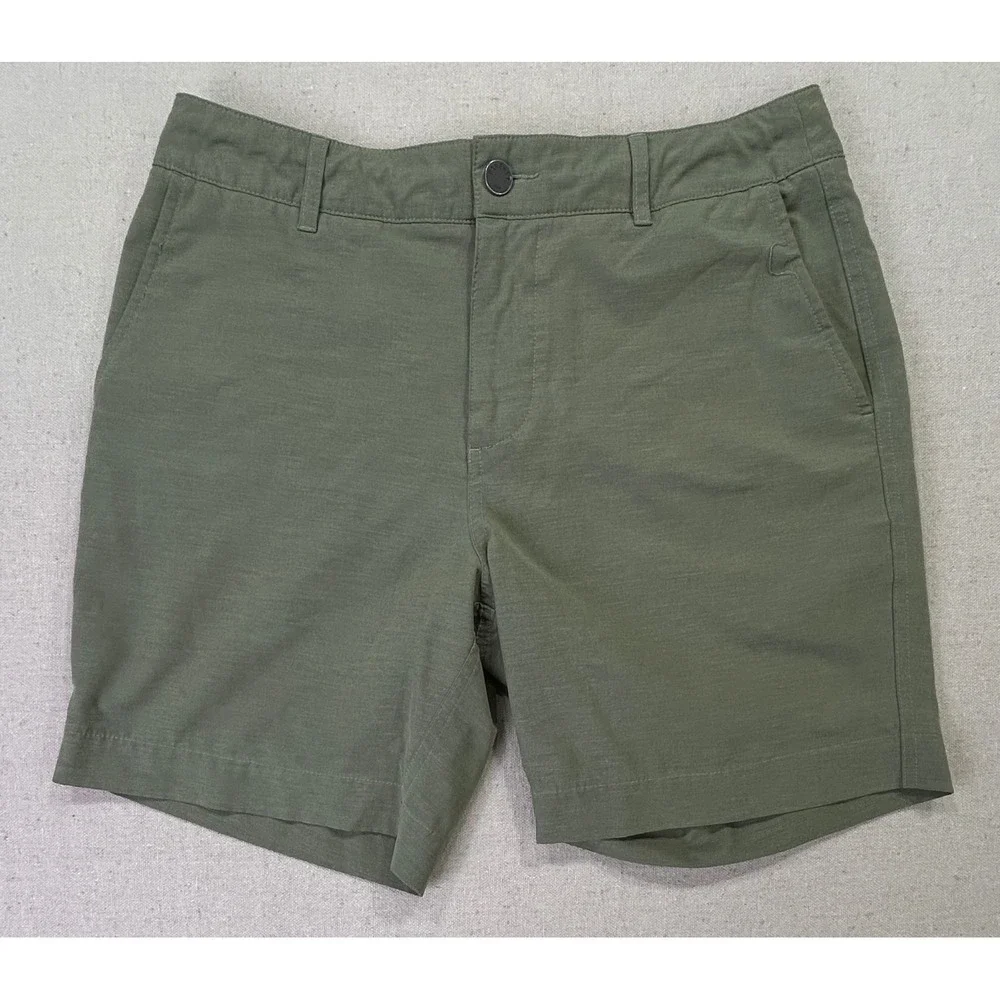 Faherty All Day Shorts Mens 30 Olive Green Hybrid Stretch Recycled Quick Dry 7in